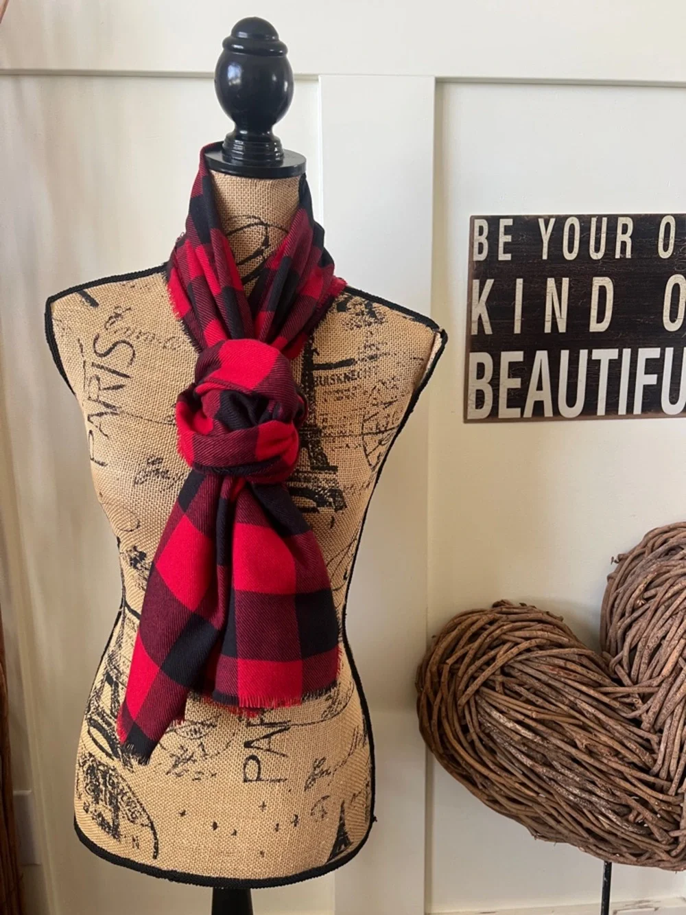 Cato Red and Black Buffalo Plaid Scarf